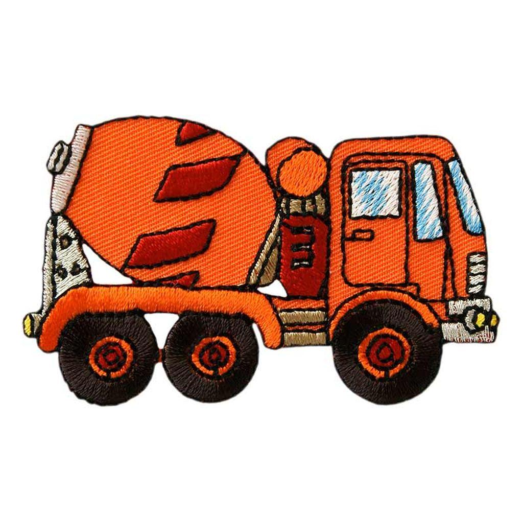 Bügelbild Applikation Betonmischer orange