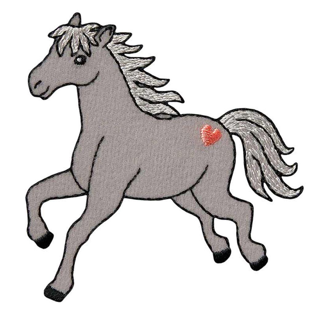 Bügelbild Applikation Pferd mit Herz