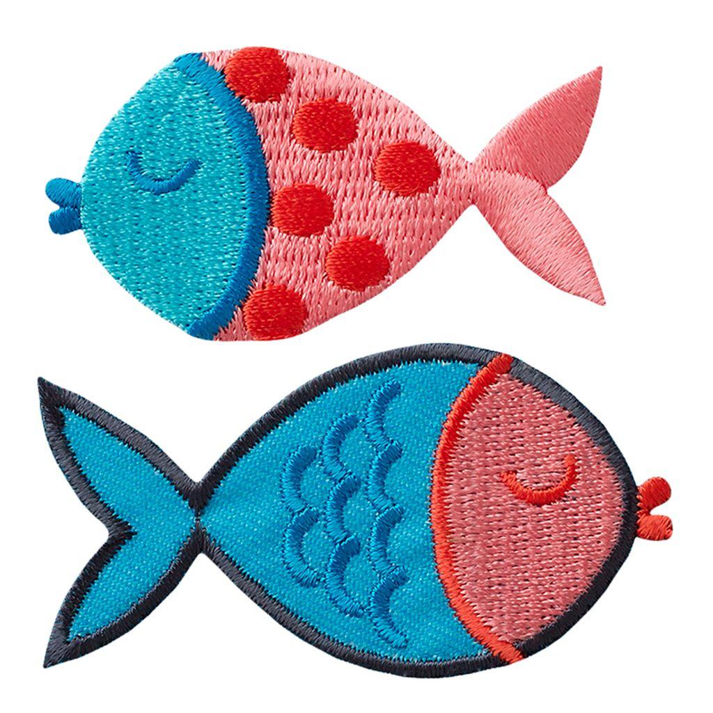 Bügelbild Applikation Fische blau rot 2er Set