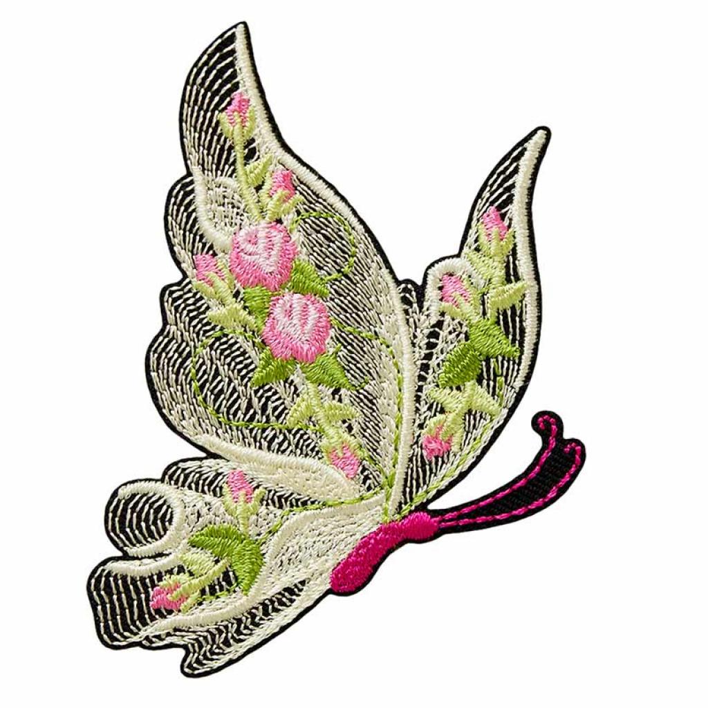 Bügelbild Applikation Schmetterling floral