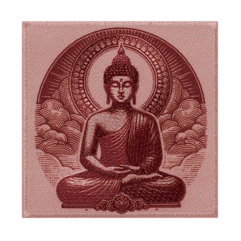 Bügelbild Applikation Label Buddha rose