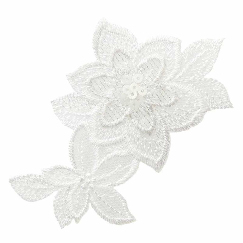 Bügelbild Applikation Blüte weiß