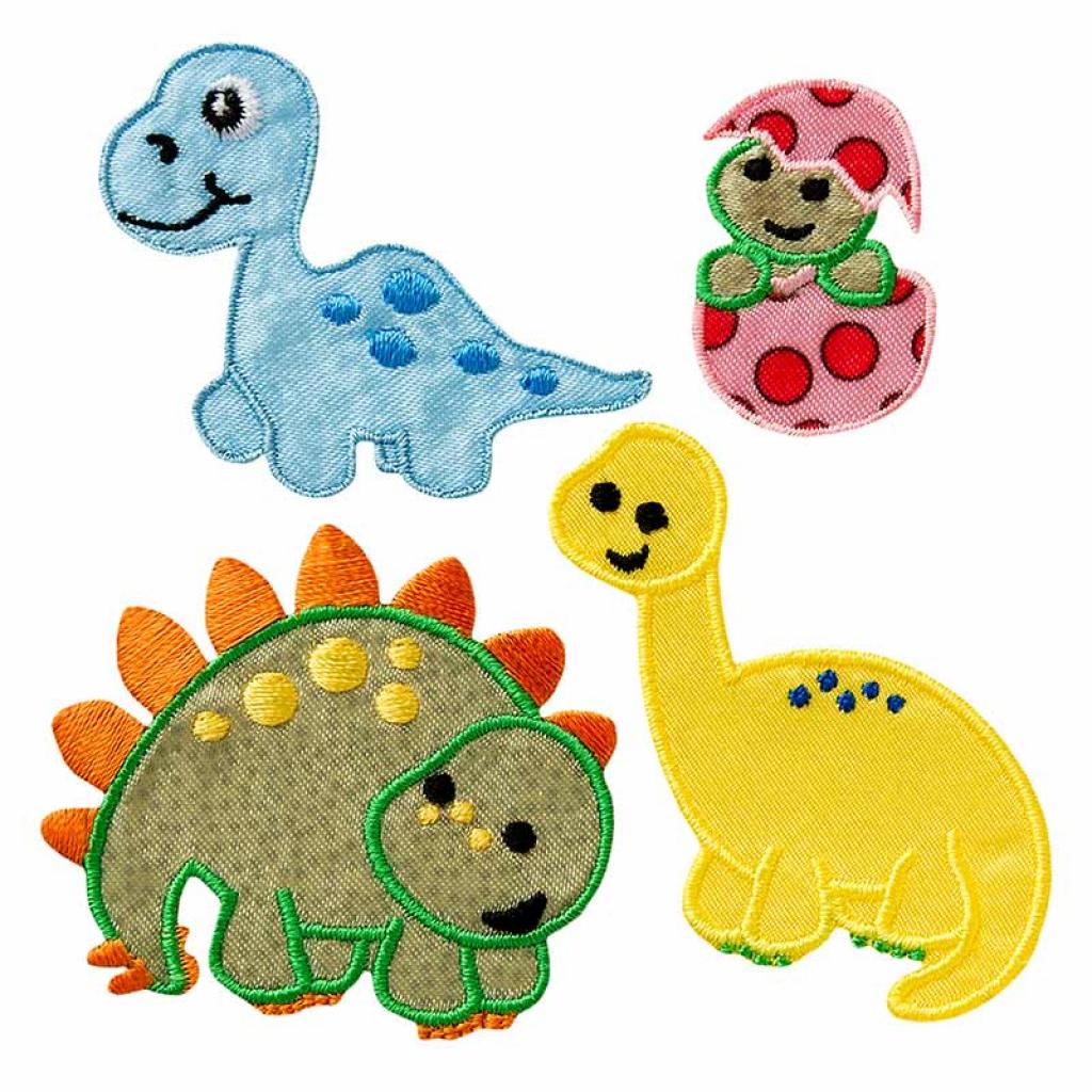 Bügelbild Applikation Dinos 4er Set