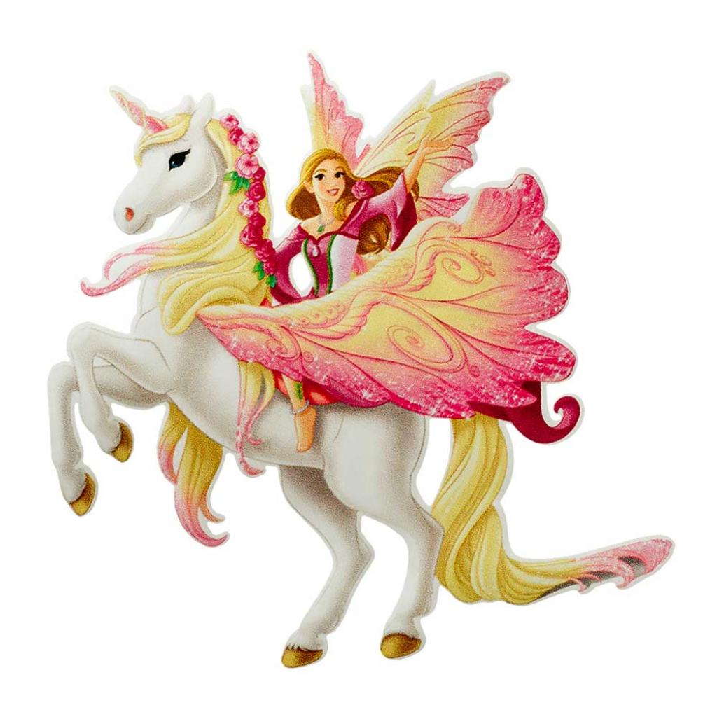 Bügelbild Applikation Bayala Feya mit Einhorn weiß rosa