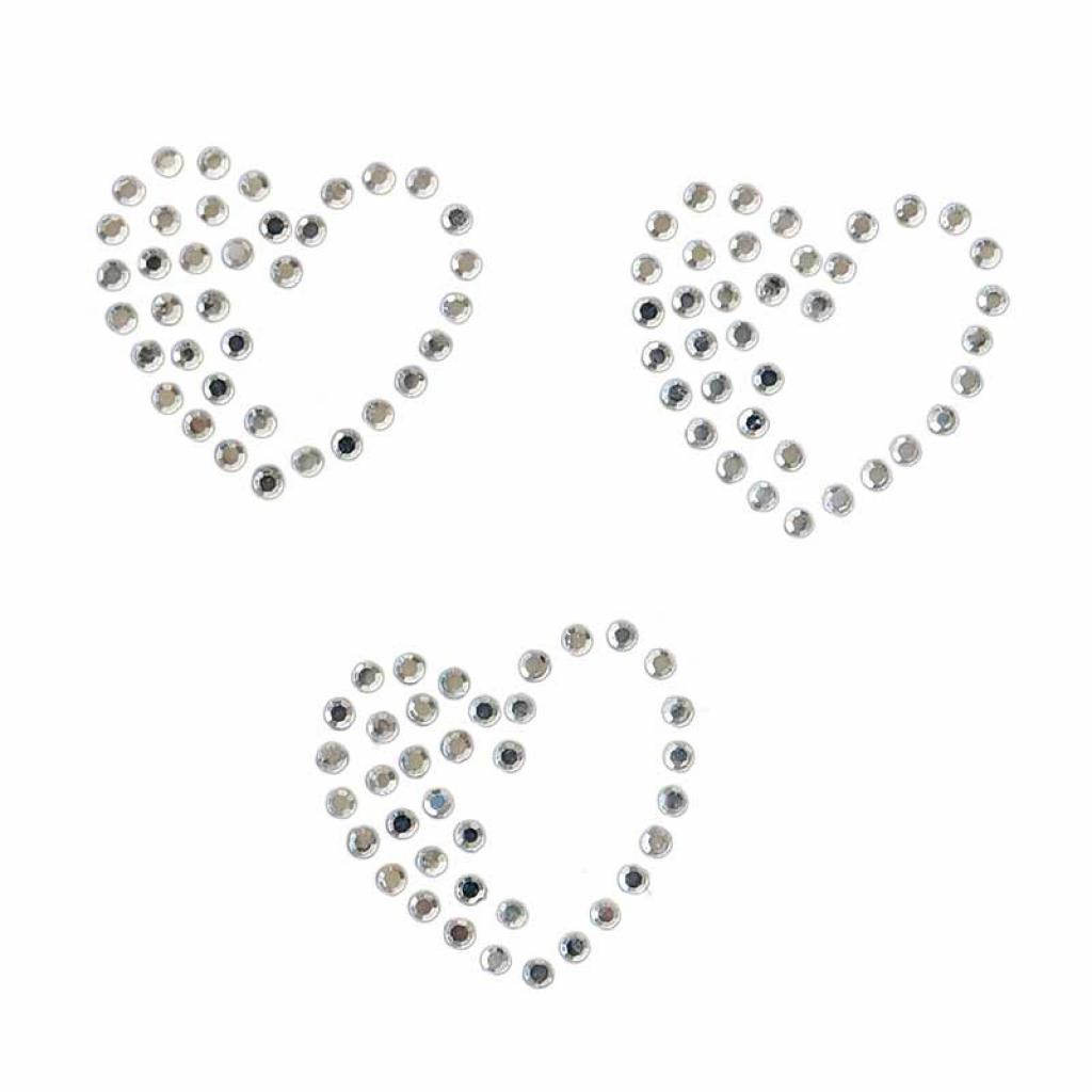 Applikation Strass Herzen zum Aufbügeln 3er Set