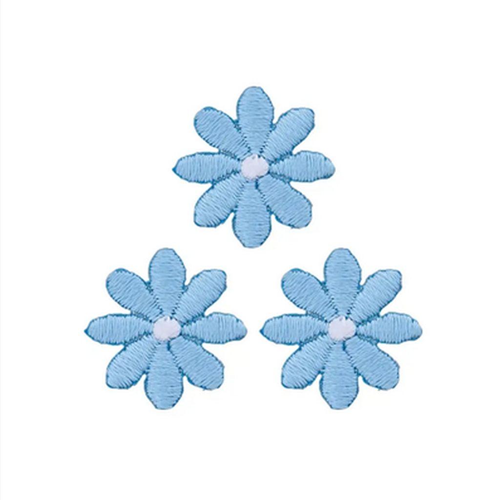 Bügelbild Applikation Blümchen klein hellblau  3er Set