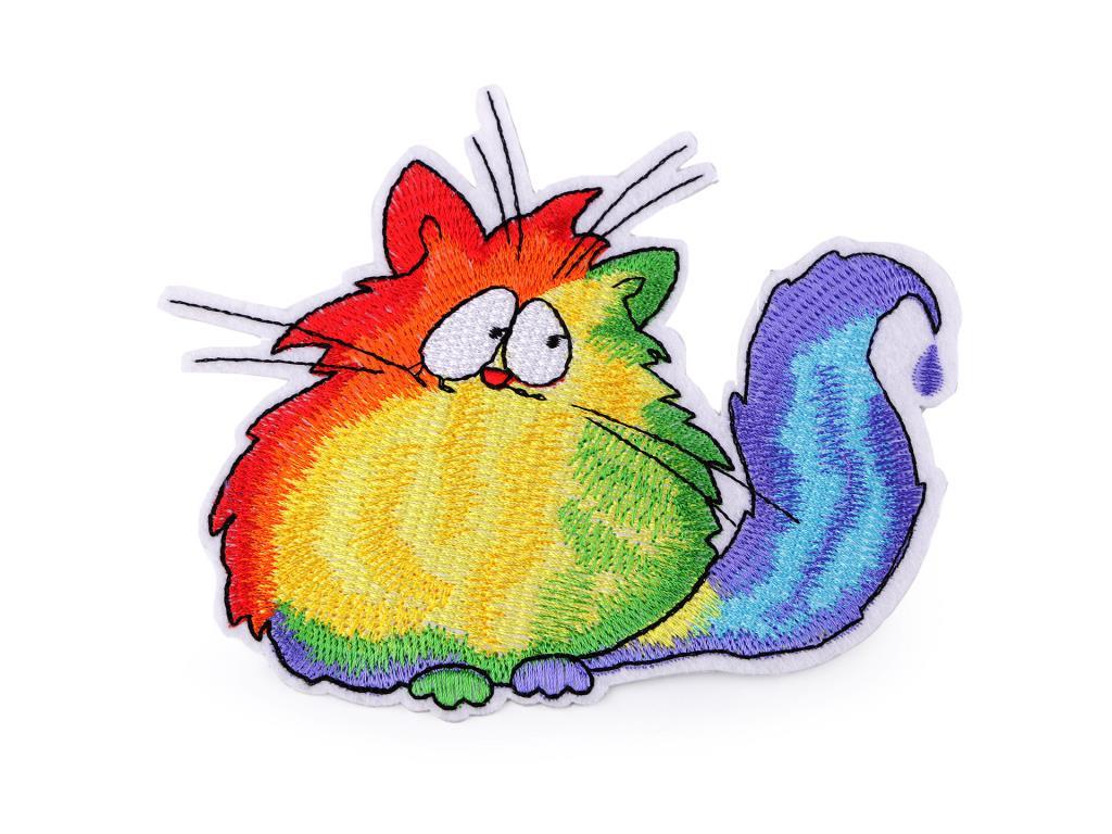 Bügelbild Applikation bunte Katze XL