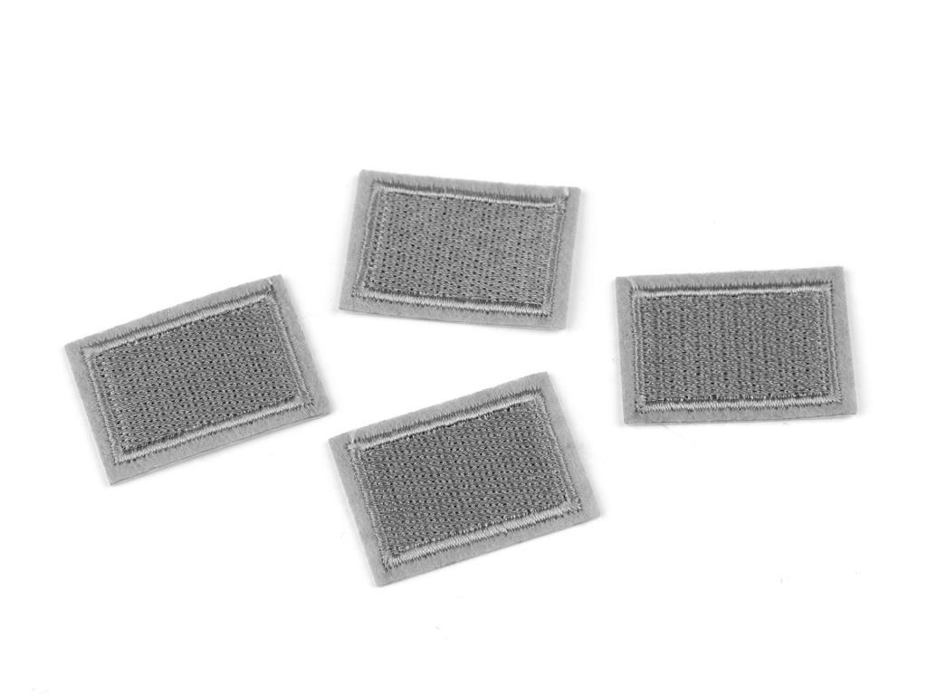 Applikation Rechteck hellgrau 2,3 x 3,3 cm 5er Set