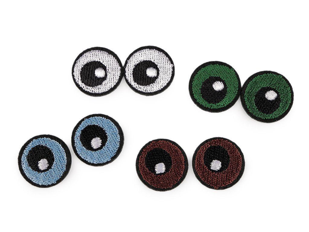 Bügelbild Applikation Augen 22mm weiß braun grün blau 1Stk.