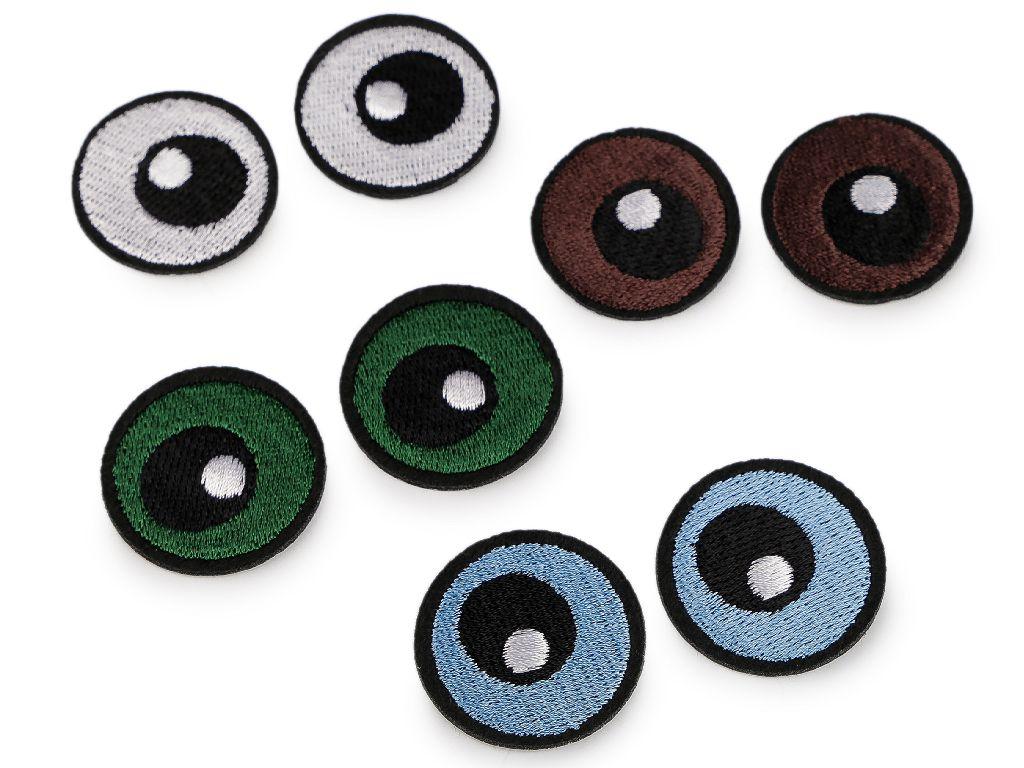Bügelbild Applikation Augen 32mm weiß braun grün blau 1Stk.