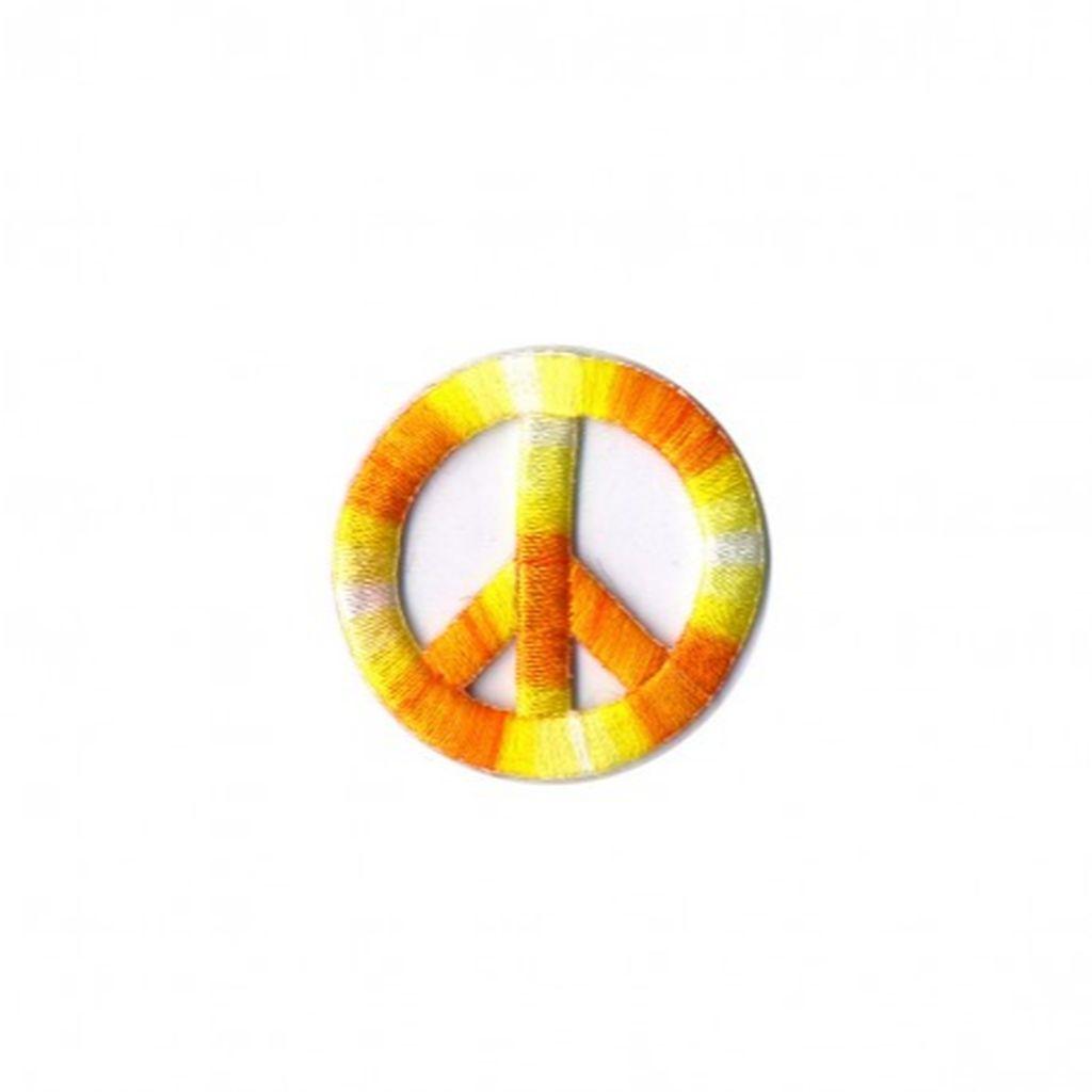 Bügelbild Applikation Peace Friedenszeichen gelb