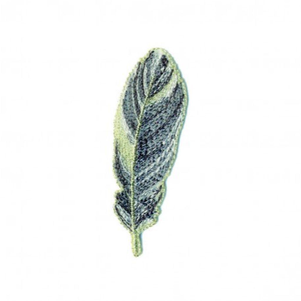 Bügelbild Applikation graue Feder mit silber