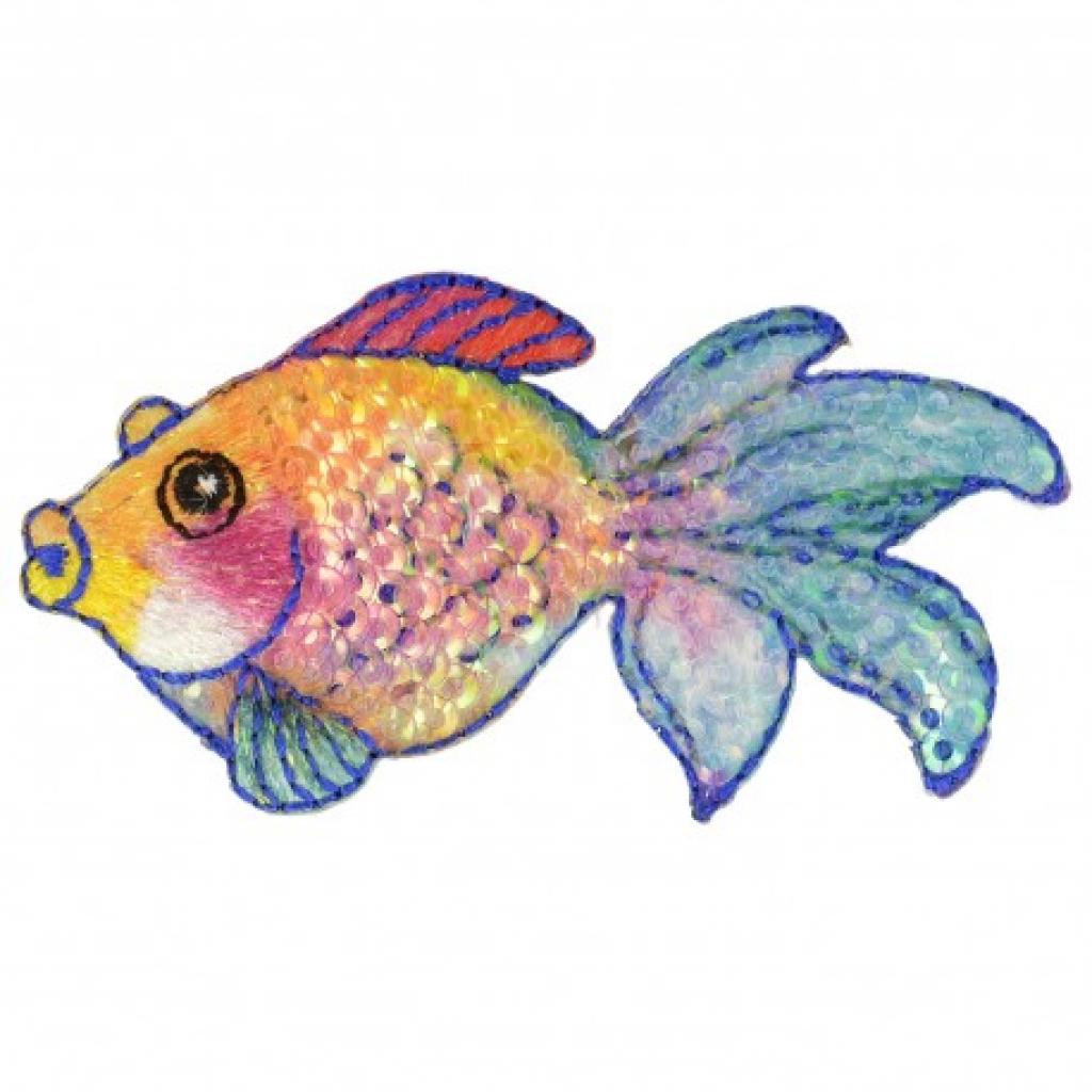 Bügelbild Applikation schillernder Fisch mit Pailletten