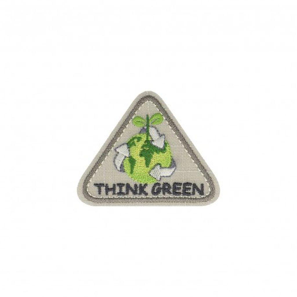 Bügelbild Applikation Think green hellgrau