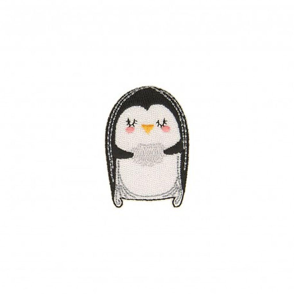 Bügelbild Applikation Pinguin mit Muff
