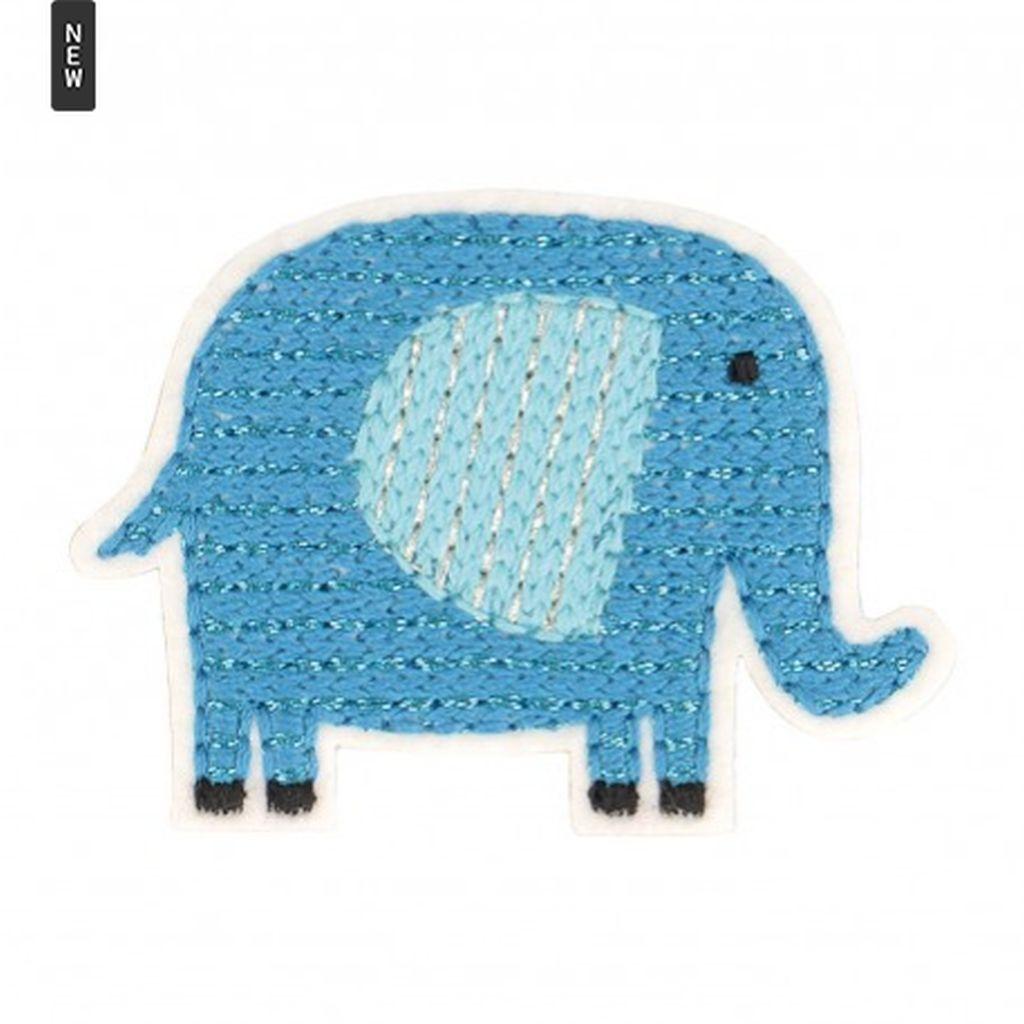 Bügelbild Applikation Elefant Strickoptik Metalleffektgarn