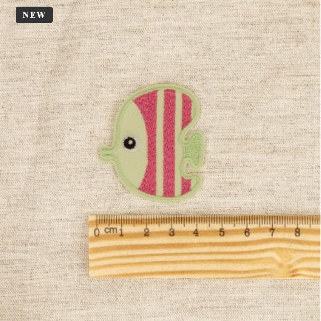 Bügelbild Applikation platter Fisch gelb pink