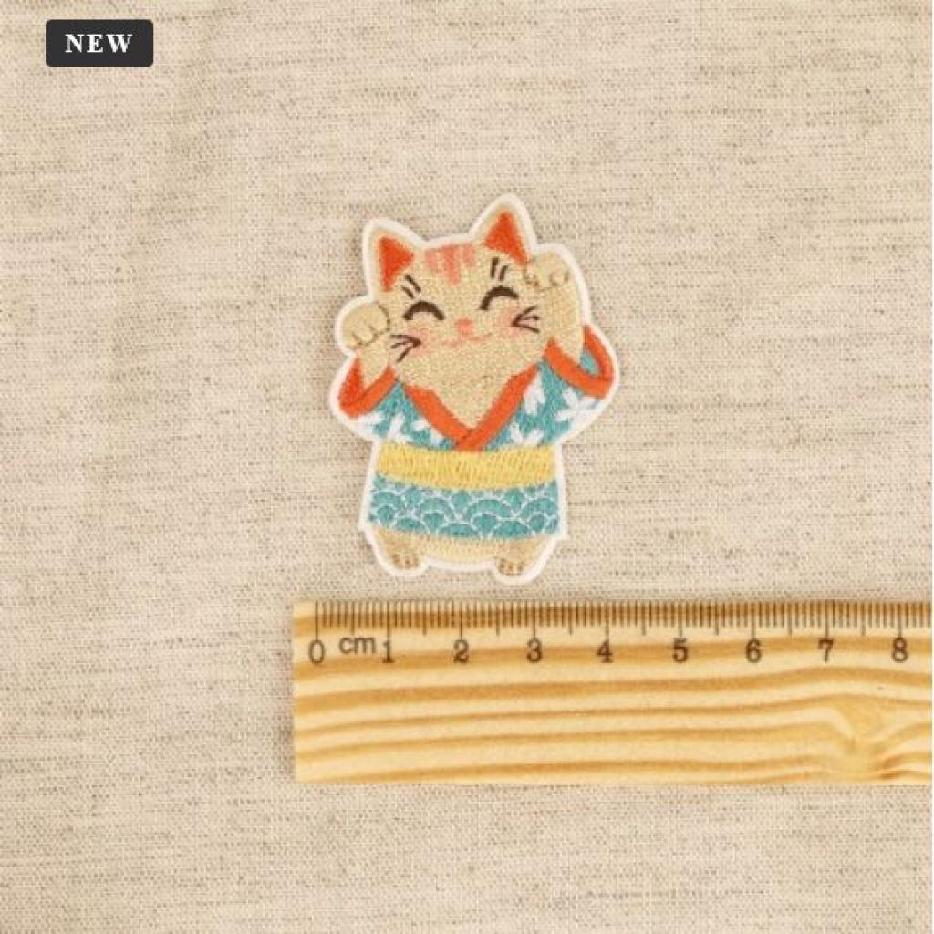 Bügelbild Applikation japanische Winkekatze