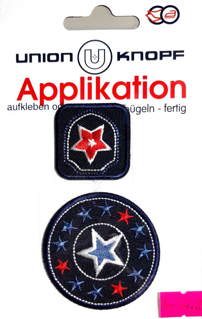Bügelbild Applikation Stern 2er Set