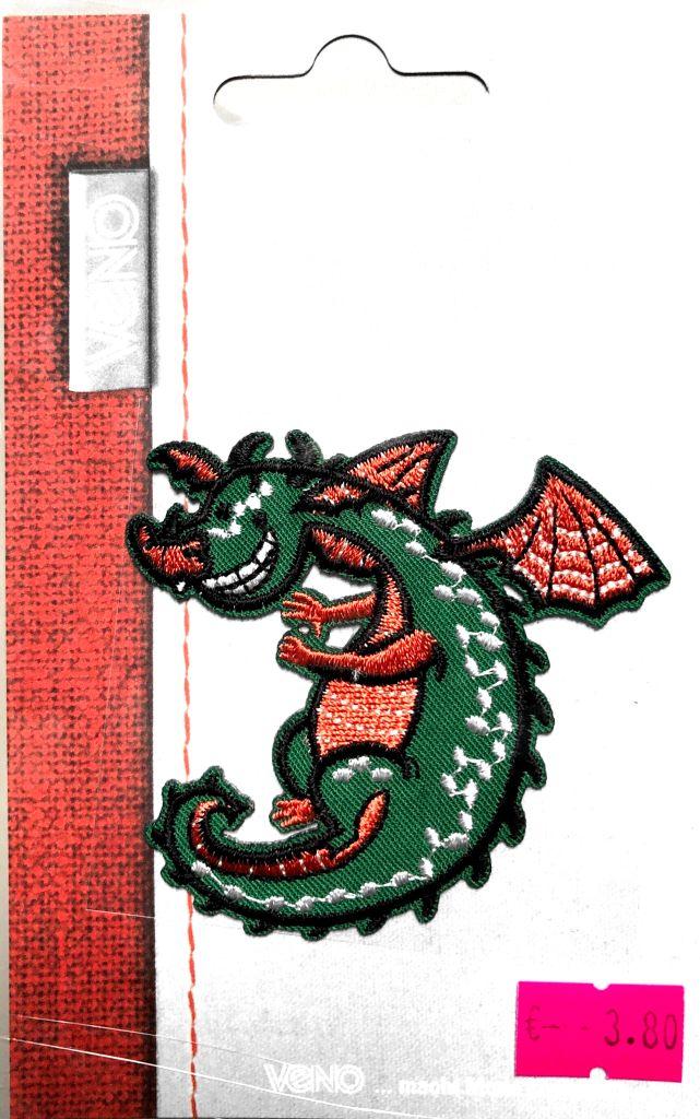 Bügelbild Applikation Wikinger Drache grün