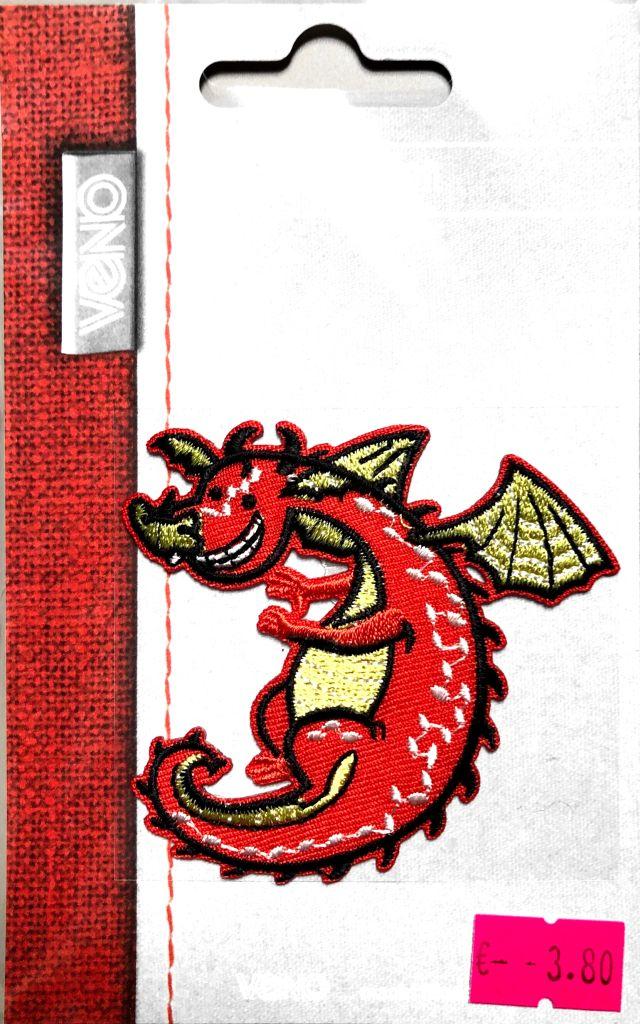 Bügelbild Applikation Wikinger Drache rot