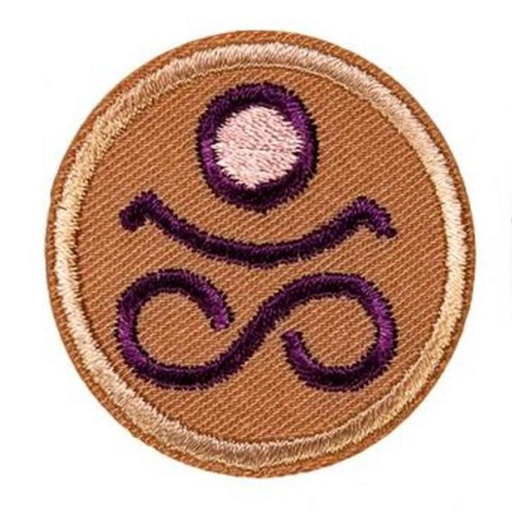 Bügelbild Applikation Yoga Lotussitz beige