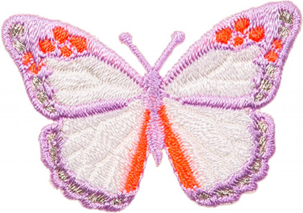 Bügelbild Applikation Schmetterling pastelllila neonkoralle
