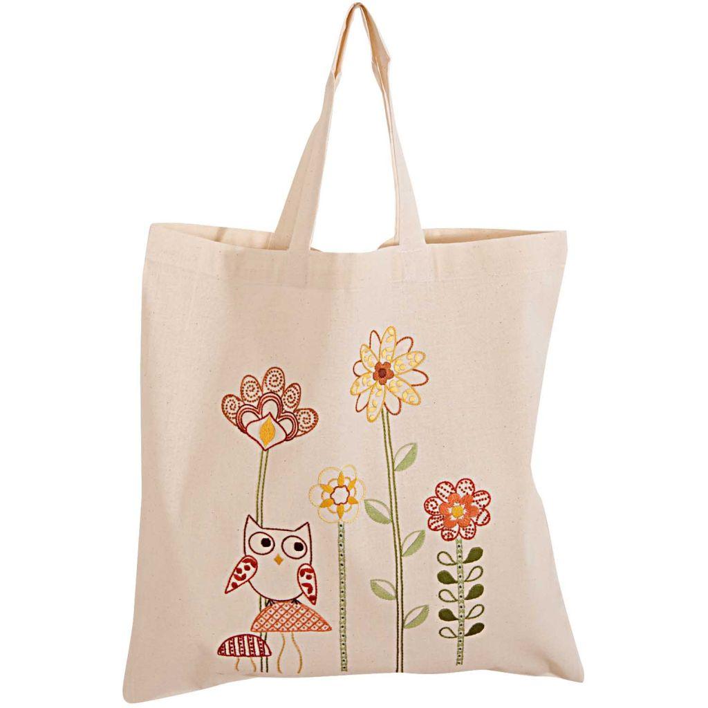 Stickpackung Tasche Eule, Pilze, Blumen