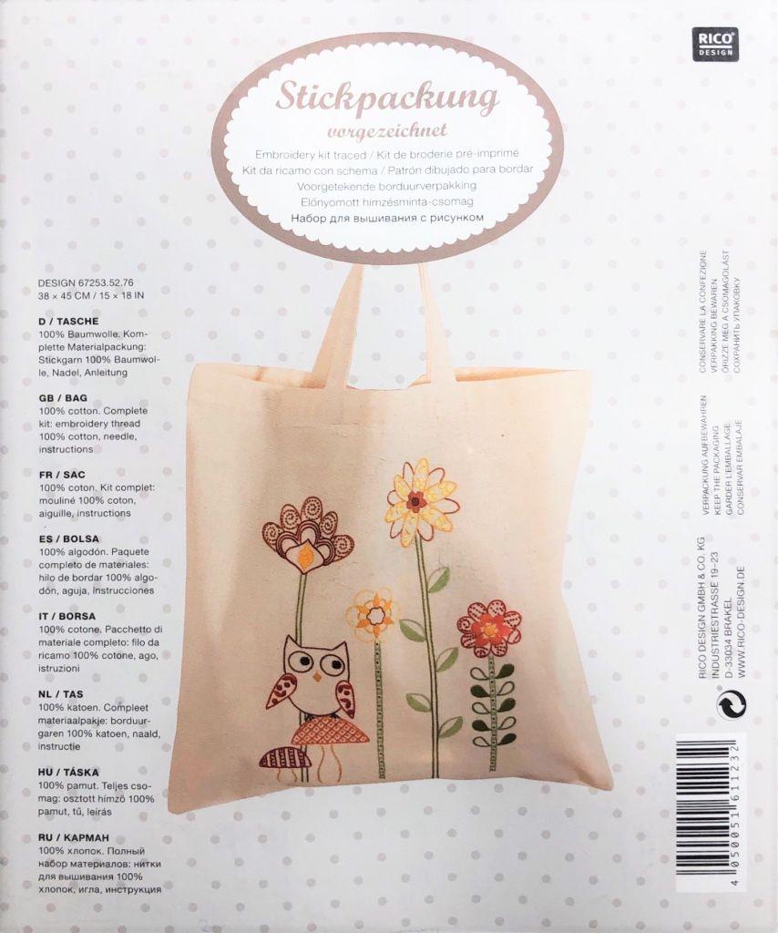 Stickpackung Tasche Eule, Pilze, Blumen