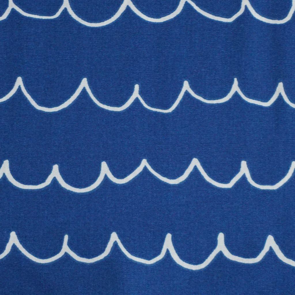 Baumwollstoff Motivdruck Wellen Stiftzeichnung blau