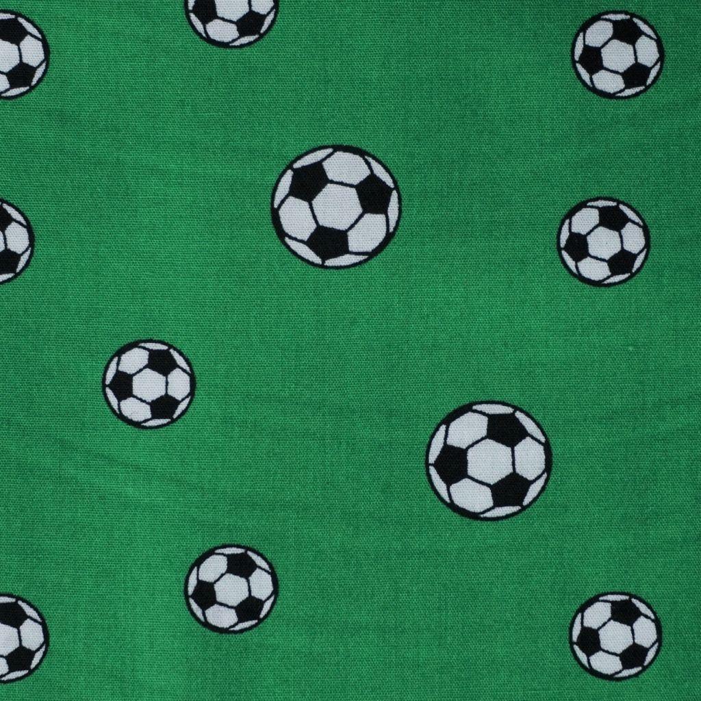Baumwollstoff Motivdruck Fußball grün