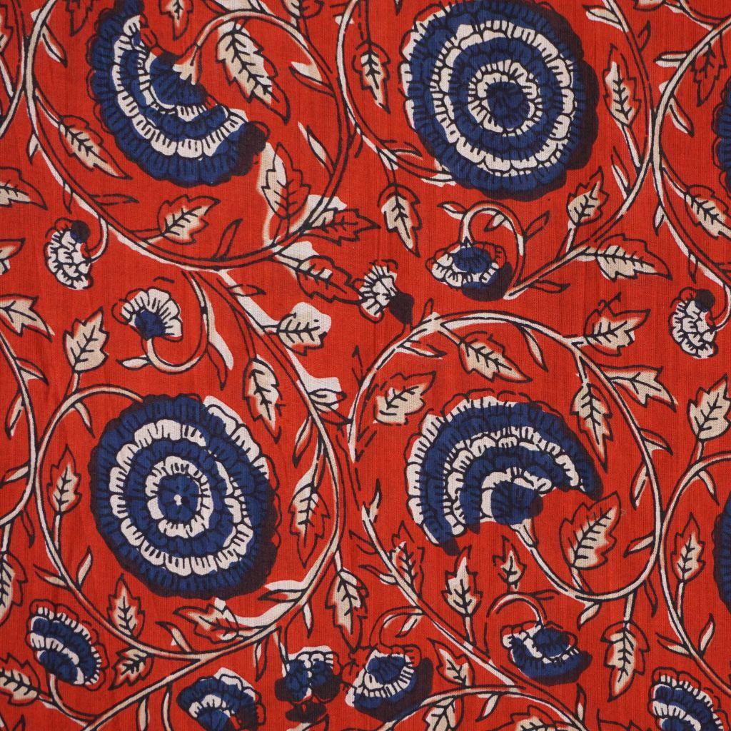 Voile leichte Baumwolle Blüten Ranken rot
