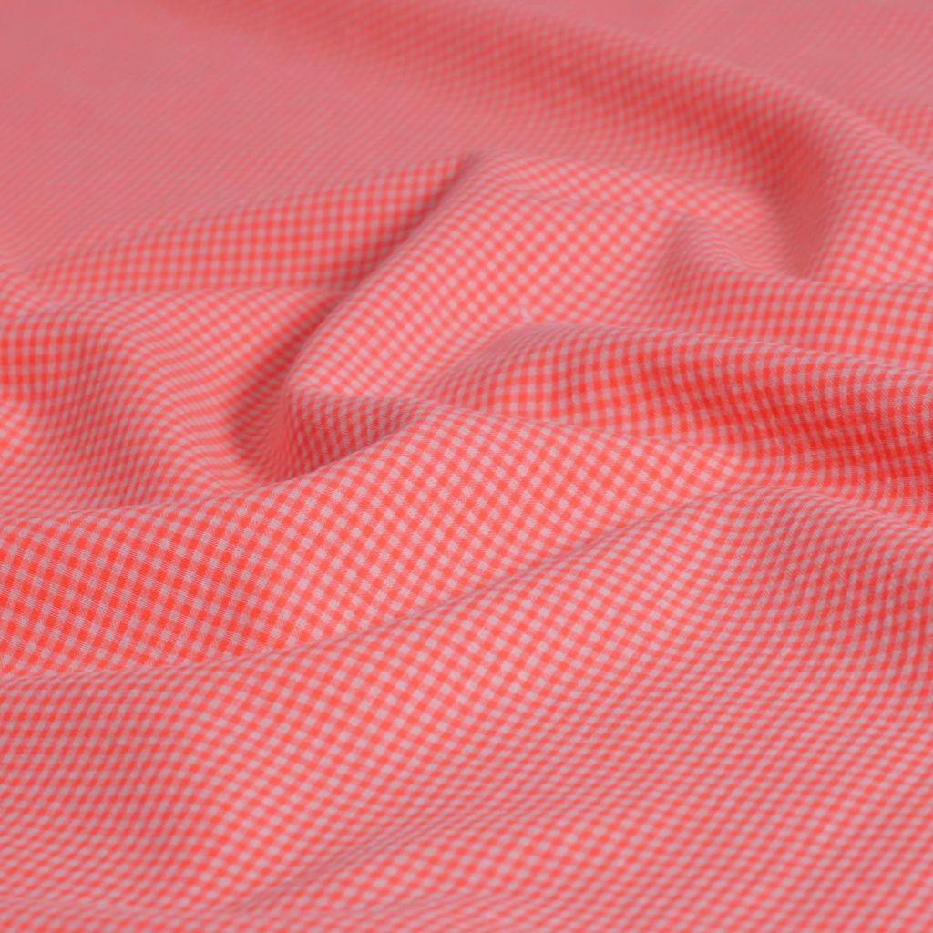 Seersucker leichter Baumwollmix kleines Karo neon pink