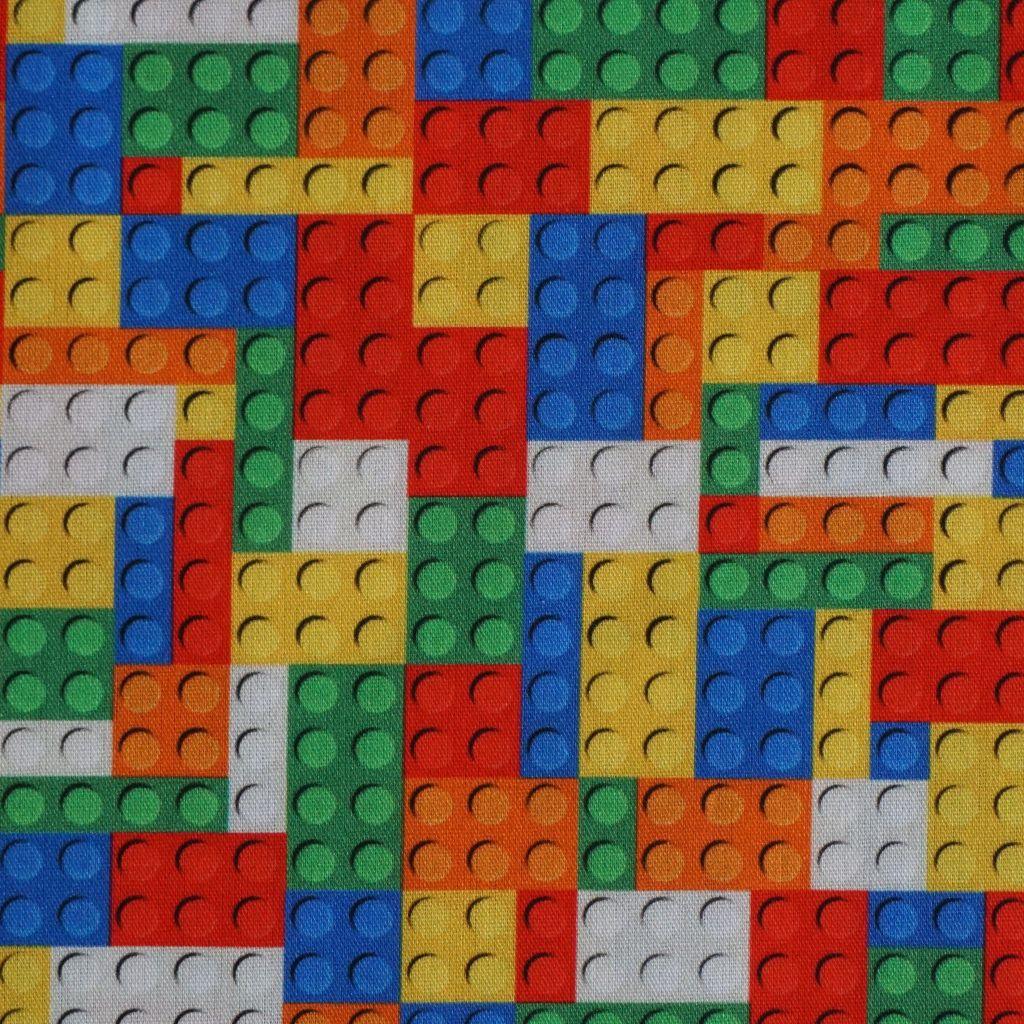 Baumwollstoff Motivdruck Bausteine bunt