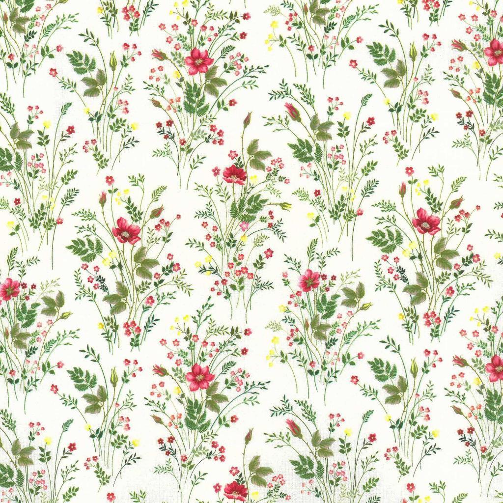 Baumwollstoff Florenz Blumen grün rot - Westfalenstoffe