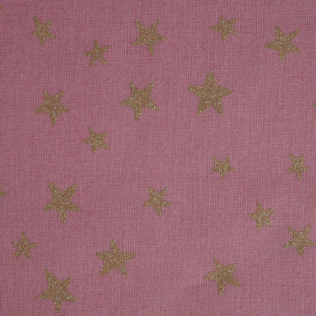 Baumwollstoff Capri - goldene Sterne auf rosa