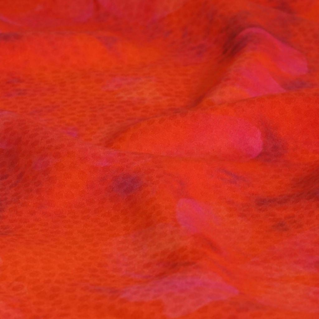Viskose Druck Blüten Jacquard leuchten orange pink