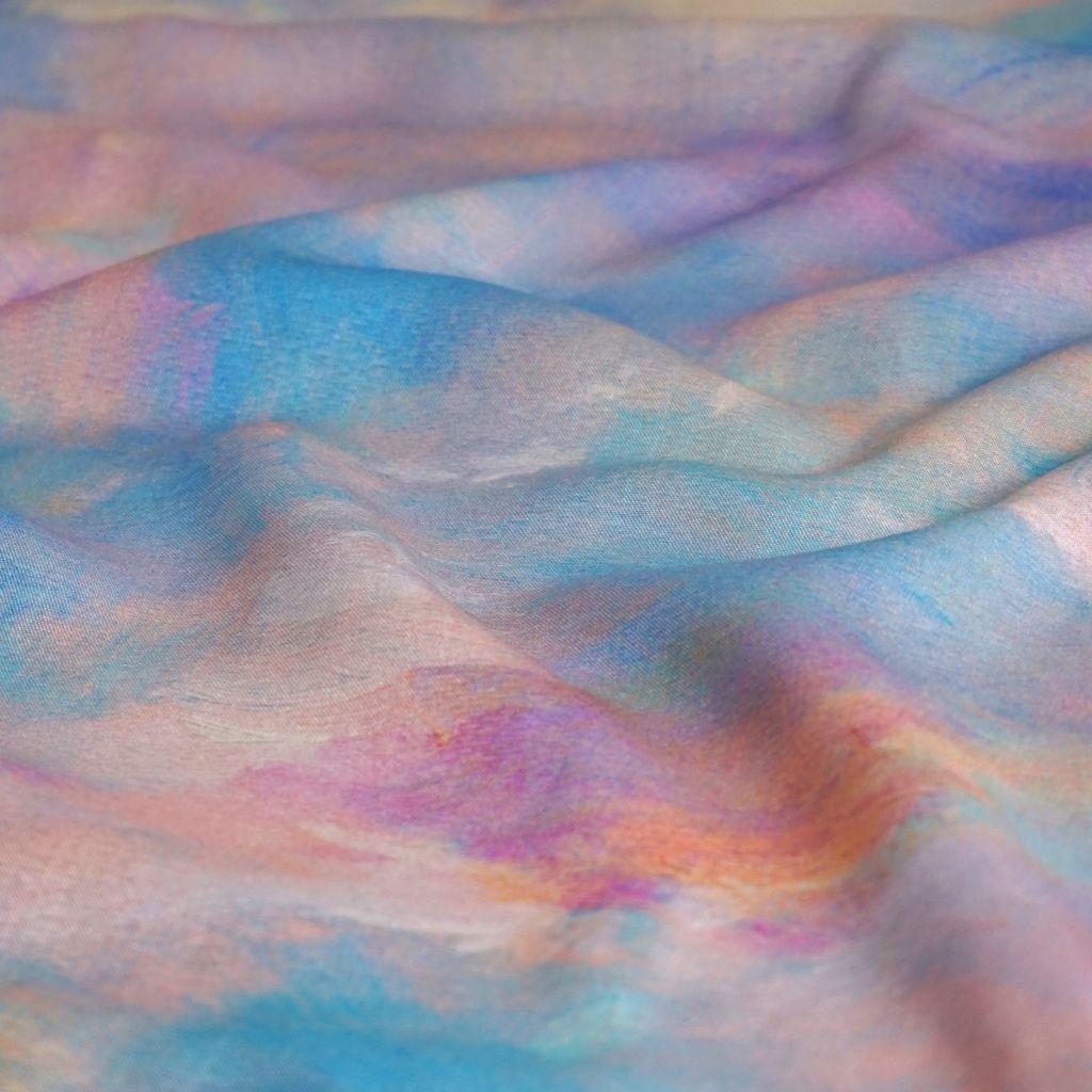 Viskose Druck Aquarell Pastell