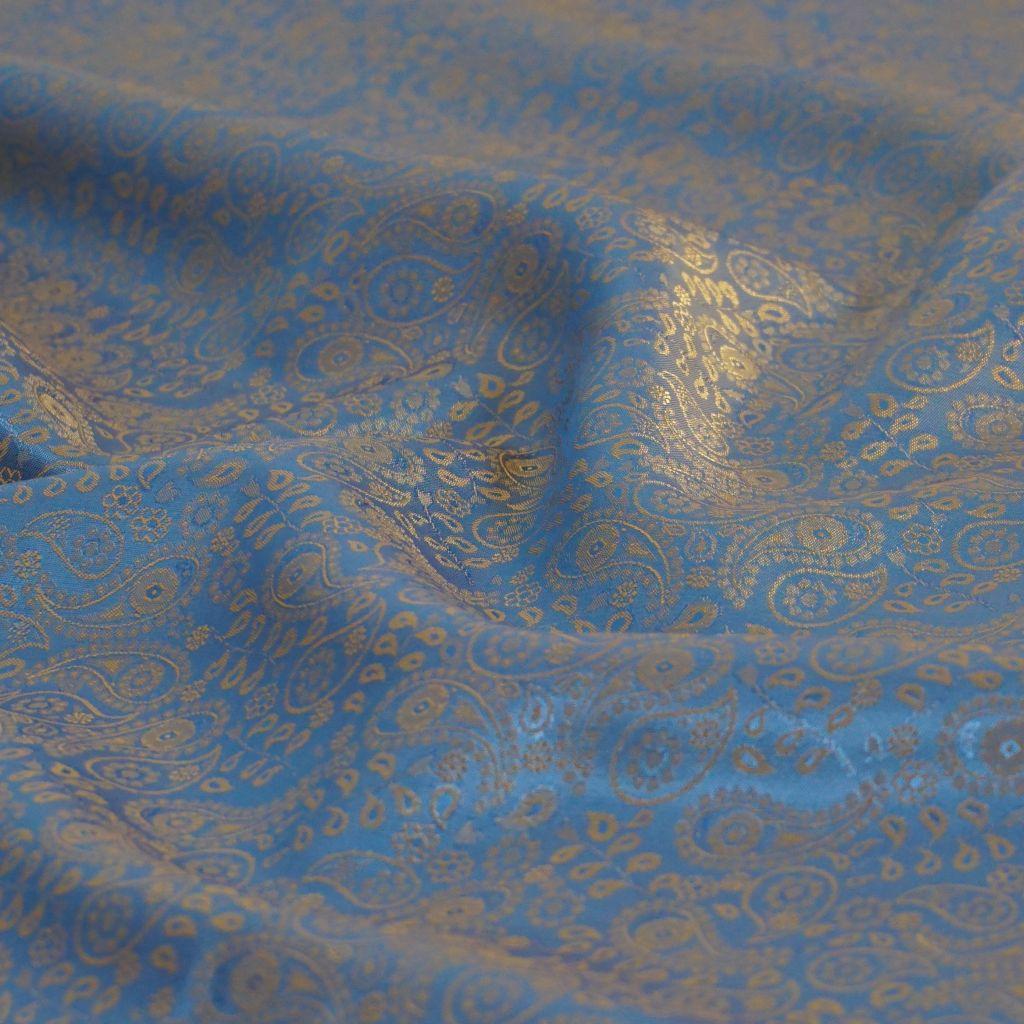 Futterstoff Paisley Viskosemix blau gelborange