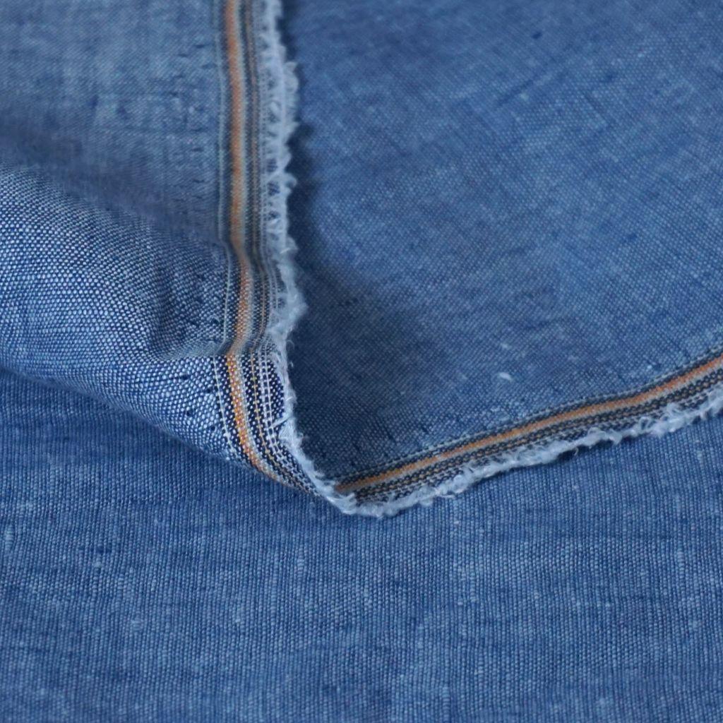 Leinenstoff melange pastell blau