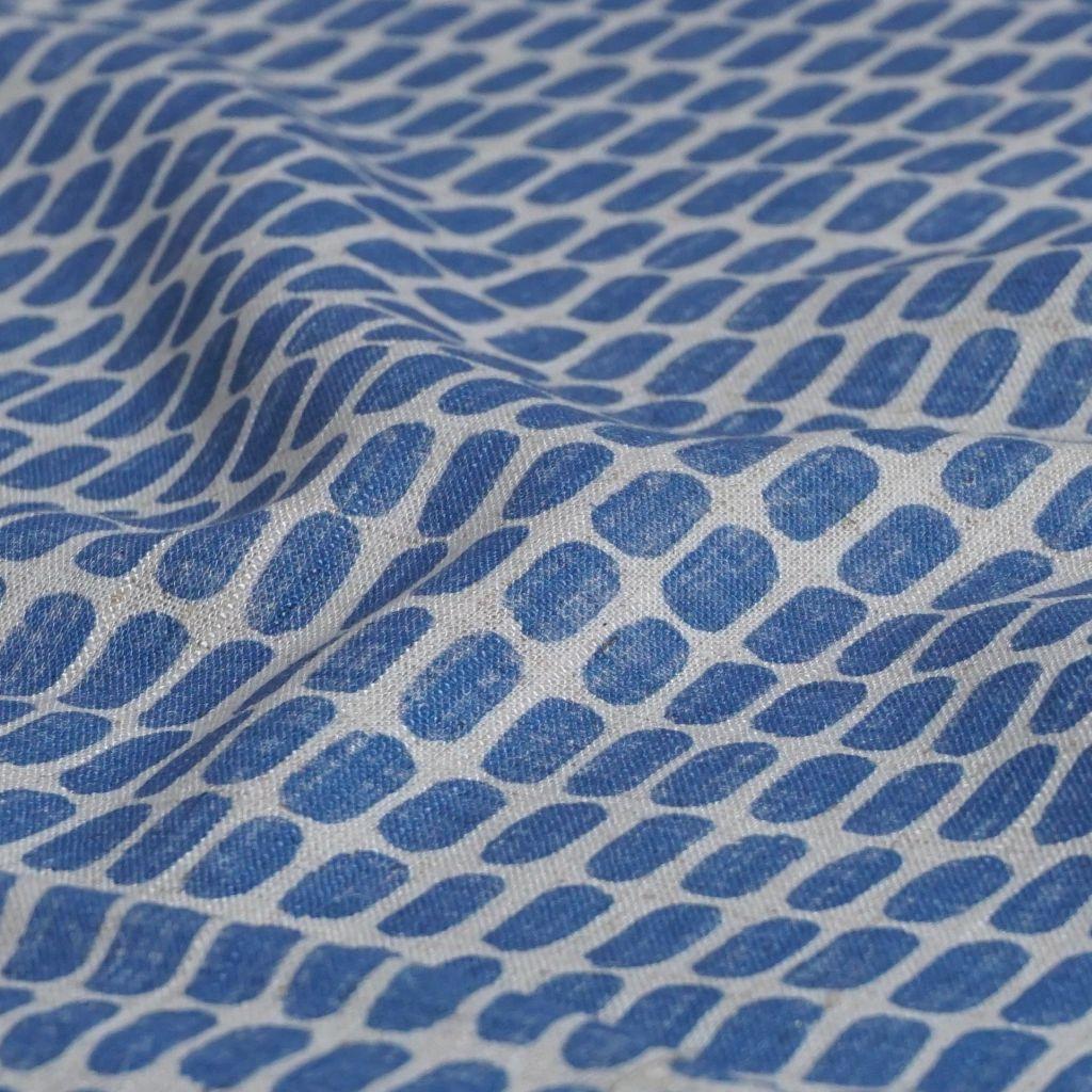 Viskose-Leinenstoff Ovale allover mittelblau