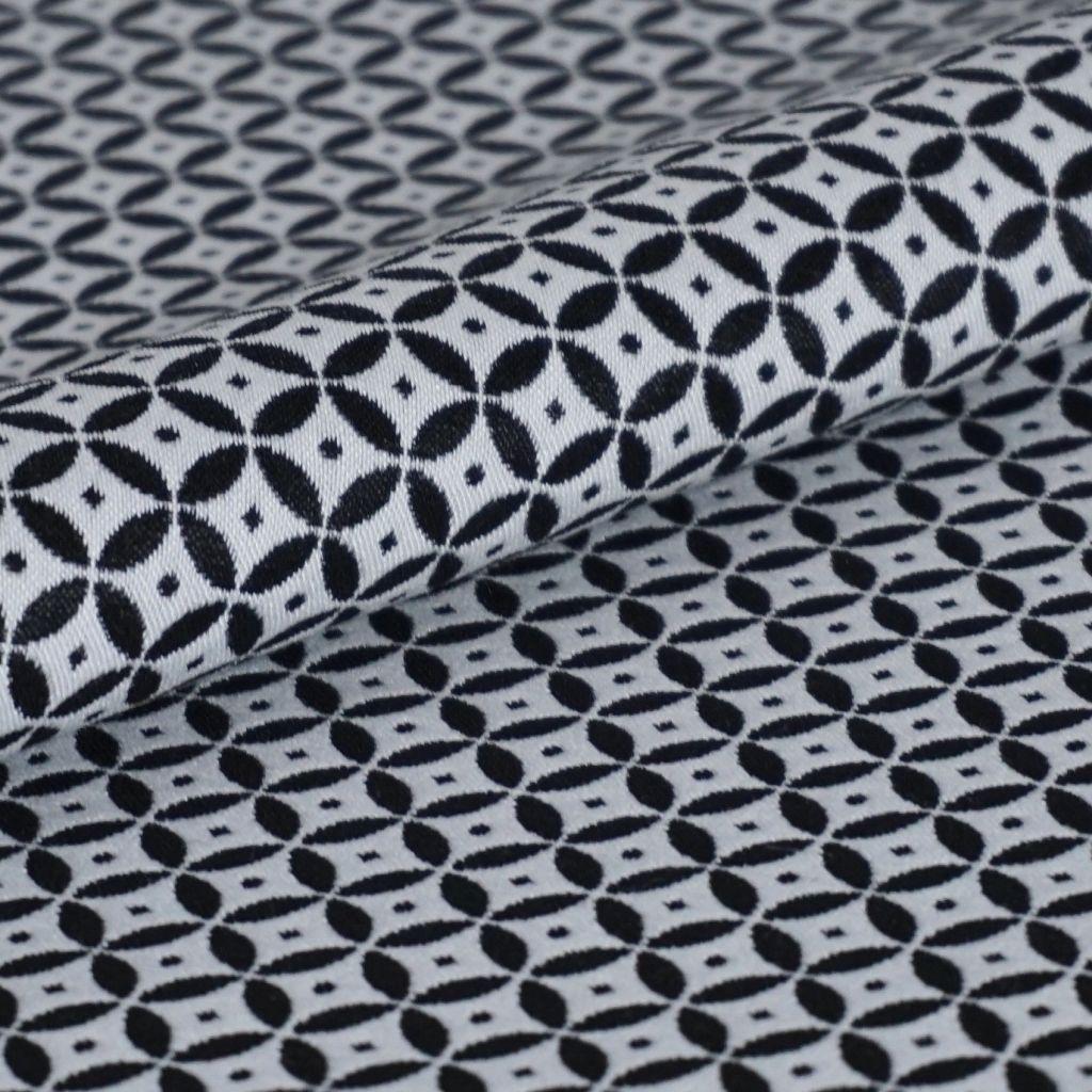 Bengaline Jacquard geometrisches Muster schwarz weiß