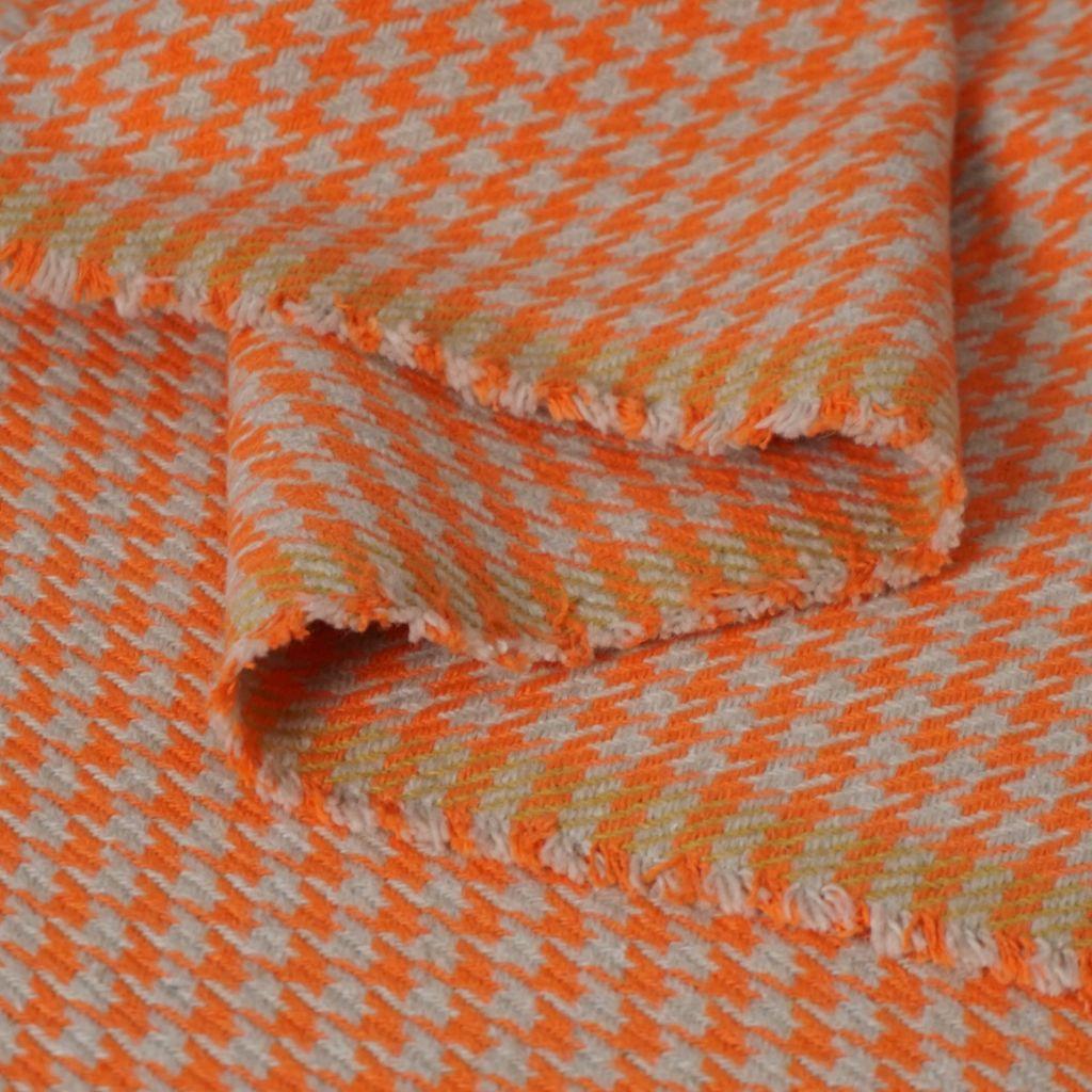 Gewebter Hahnentritt Mischgewebe orange beige