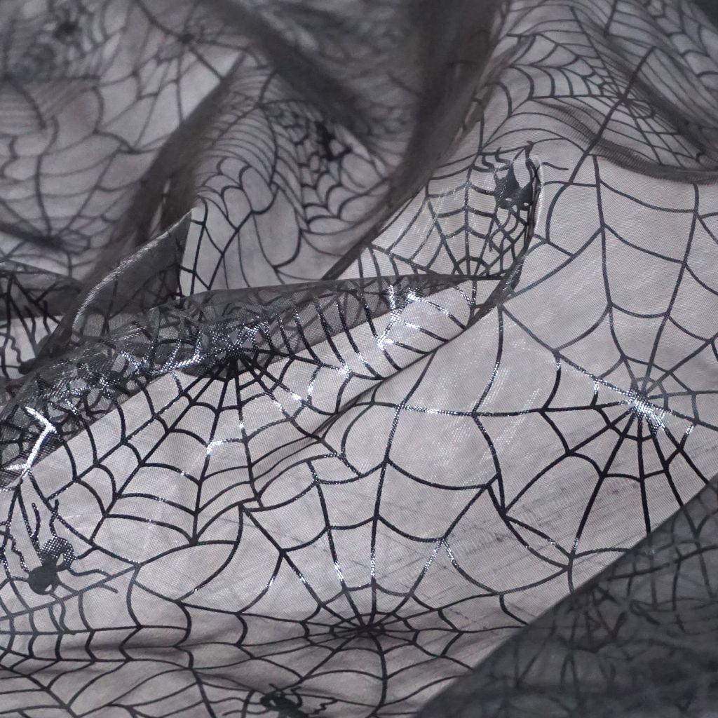 Preview: Spinnennetz Organza schwarz