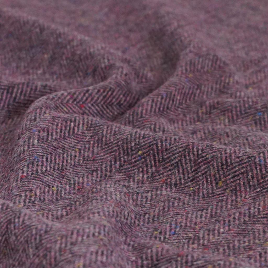 Wollstoff Schurwolle Seide Tweed Italien Fischgrat violett