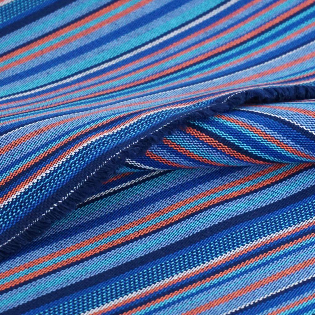 Dekostoff Jacquard Webstreifen Webmuster Blautöne
