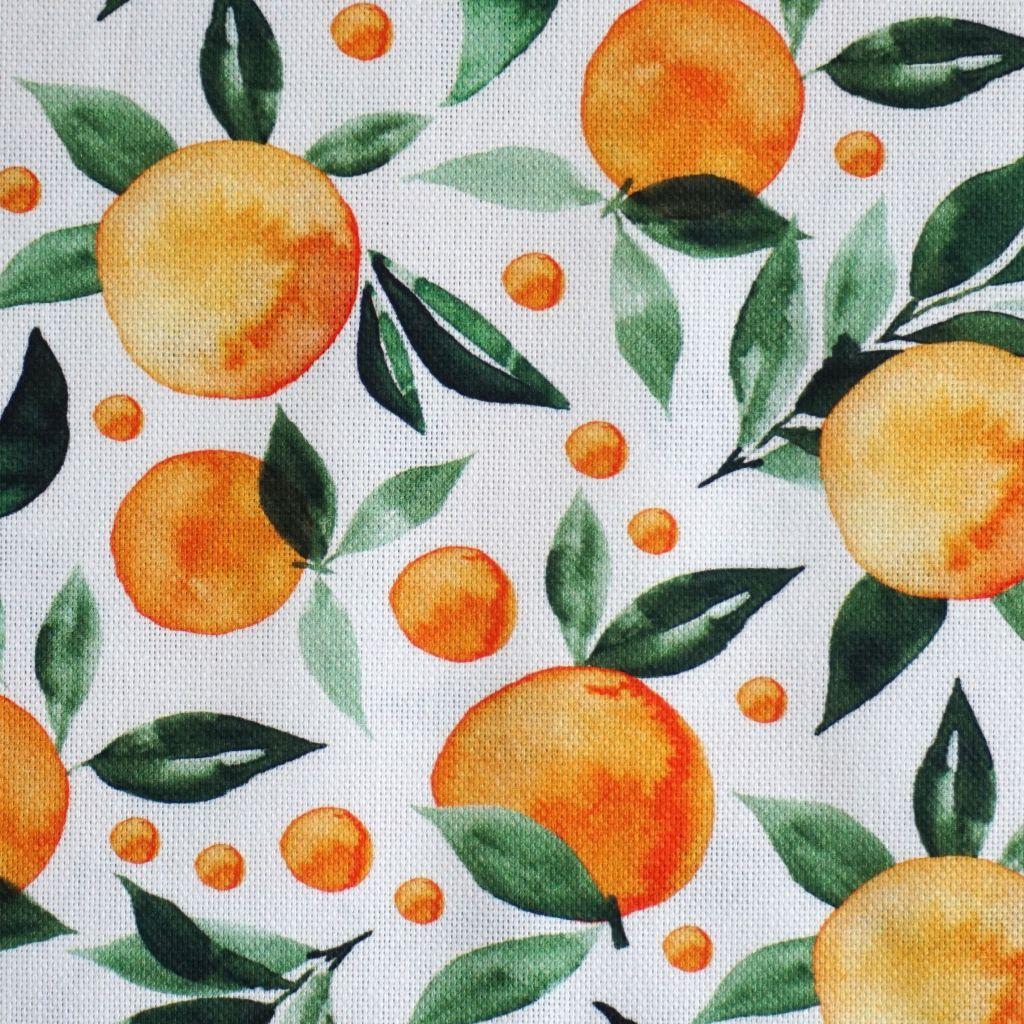 Dekostoff Panama Orangen orange weiß