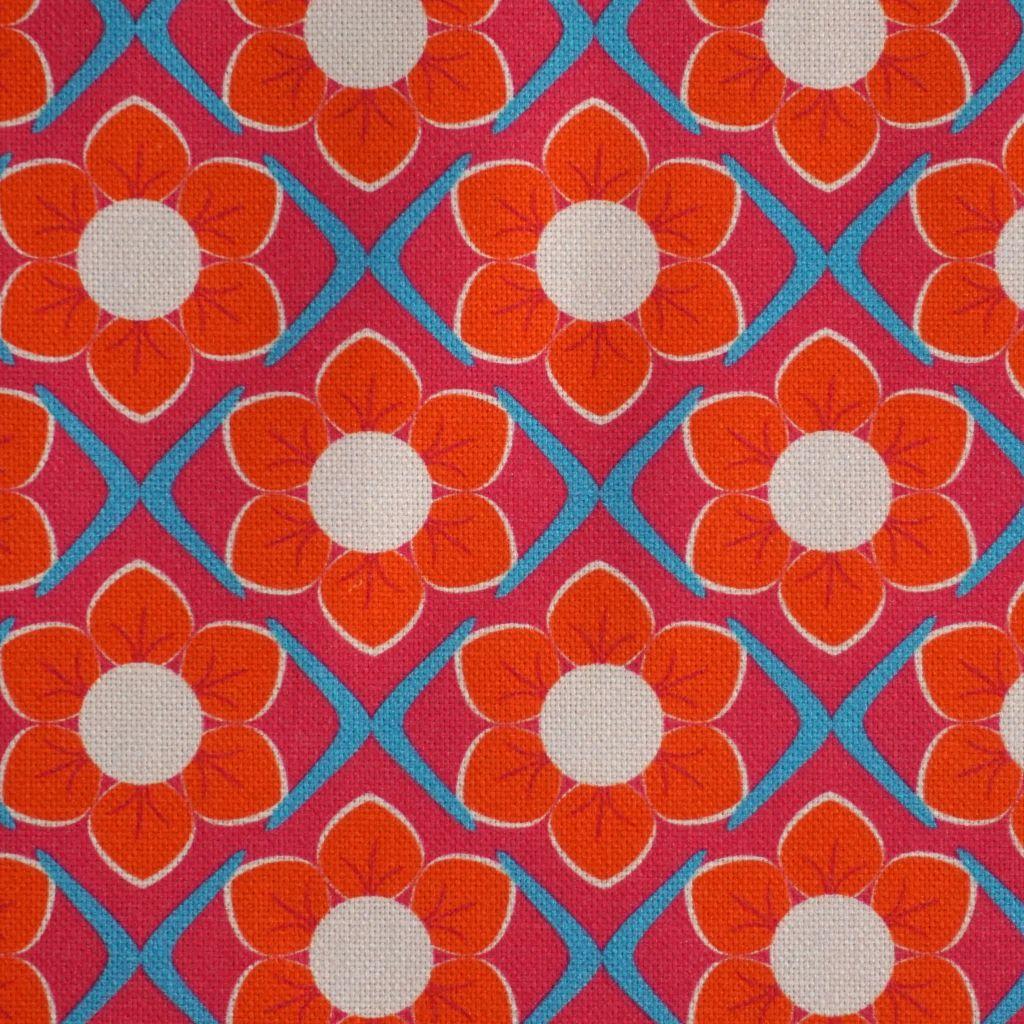 Dekostoff Canvas Retroblumen orange pink