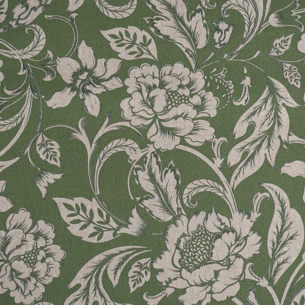 Dekostoff Mischgewebe Blütenranken grün beige