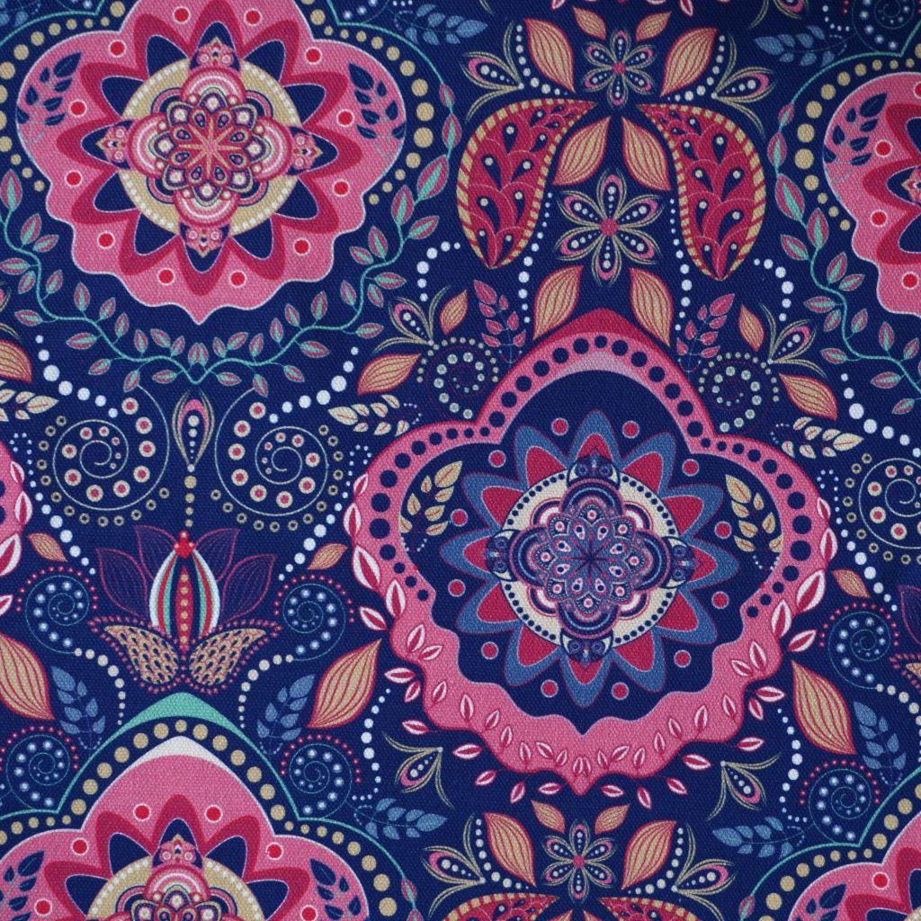Dekostoff Canvas Mandala pink blau
